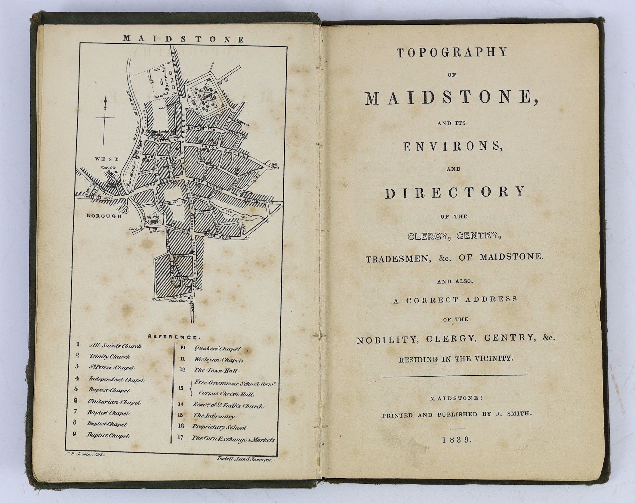 KENT: Newton, William - The History and Antiquities of Maidstone, the County Town of Kent...frontis.; old half calf and marbled boards. printed for the Author...1741; James, William Roberts - The Charters and other Docum